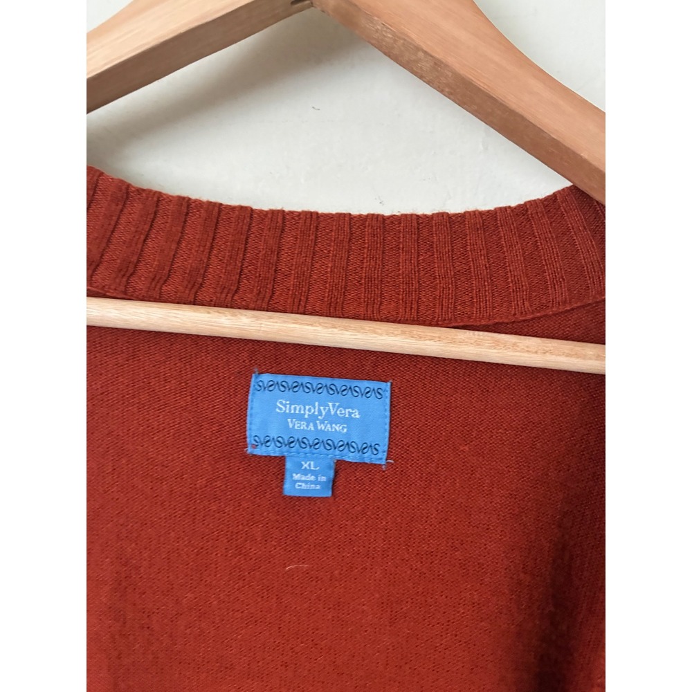 Simply Vera Vera Wang Rust Orange Wool Blend Cardigan Sweater XL Cottagecore - Picture 4 of 7